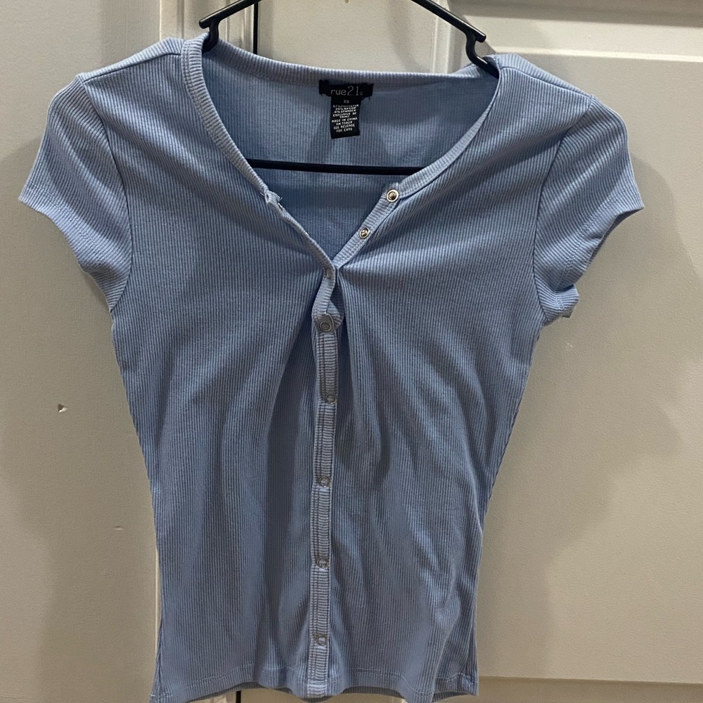 Rue21 Baby Blue Button Up Top Size XS